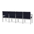 thumbnail image 5 of Lesro Lenox Steel Fabric 4-Seat Waiting Room Guest Reception Chair in Silver/Open House Navy, 5 of 5