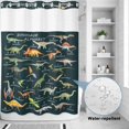thumbnail image 2 of No Hook Shower Curtain, Green Dinosaur Shower Curtains for Bathroom with See Through Top Window, Vintage Letters Farm Animals Waterproof & Washable Bath Curtain Extra Long 72"x96", 2 of 9