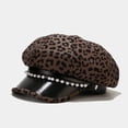 thumbnail image 1 of LinYooLi Chapeau Militaire Léopard Mode pour Femmes Printemps Automne Chapeaux Marins Bérets Plats Perles Voyage Octogonal Extérieur, 1 of 6