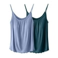 thumbnail image 2 of QUINDOS 2 Pack Womens Tank Tops Athletic Summer Camisoles for Women Pack Yoga MultiPack Spaghetti Strap Sleeveless Crew Neck Cami Tops Ruffle Solid Color Loose Undershirts, 2 of 4