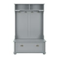 thumbnail image 6 of Modern Classic Hall Tree In White With Shoe Rack Bench, Coat Hooks, And Open Shelves For Entryway Organization, 6 of 14