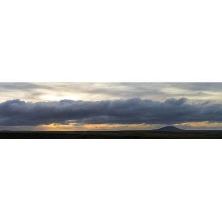 Storm clouds over First Mountain at sunset Pebble Island Falkland Islands Canvas Art - Panoramic Images (36 x 12)