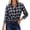 Z02 Navy, variant on HOWPAY Plaid Shirts for Women Button down Long Sleeve Collared Classic Casual Tops Stretch Loose Fit Oversized Comfy Fall Clothes Sky Blue L