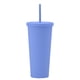 thumbnail image 1 of Taza plástica reutilizable de la taza de la agua fría 700ml, taza de la bebida del color sólido de la doble capa con la tapa y la paja, 1 of 5