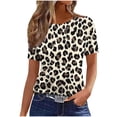 thumbnail image 2 of NTACZA Relaxed Fit Womens Tops Short Sleeve Leopard Crew Neck Casual Shirts for Women, 2 of 5