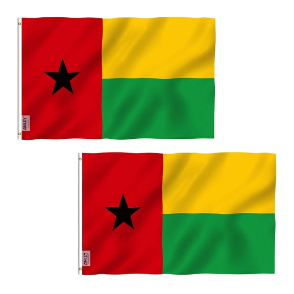 (2 pack) ANLEY 3 ft x 5 ft Guinea-Bissau flag - Bissau-Guinean Flags Polyester