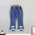 thumbnail image 2 of SHTXOZHI Kids Girls' Jeans Elastic Waisted Flared Denim Pants Toddler Cute Pants for 2-7 Years, 2 of 3