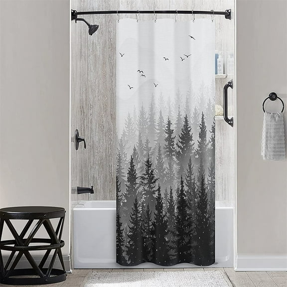 Shower Curtain,36 Shower Curtain Black Trees Shower Curtains For Bathroom Dark Grey White Shower Curtain Nature Shower Curtain Set Cool Stand Up Shower
