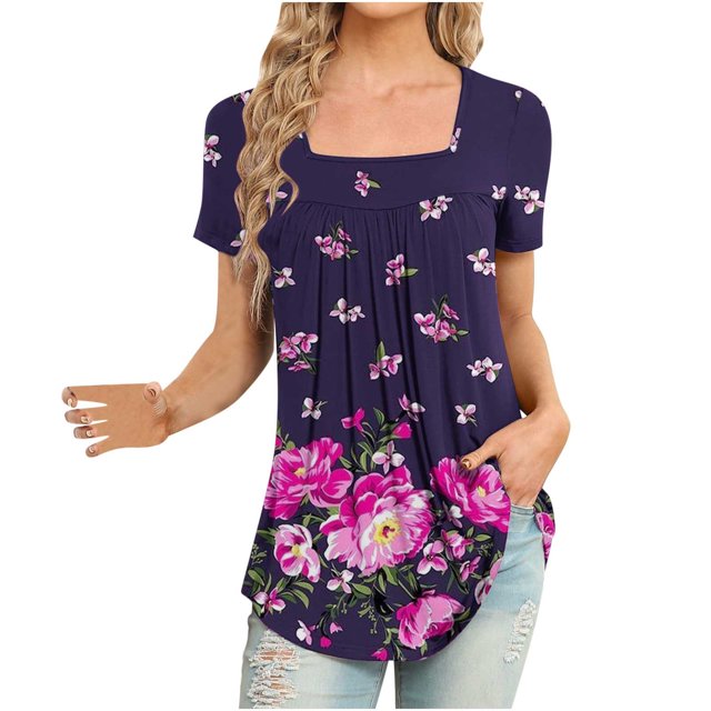 Pompotops T-Shirt Décontracté à Manches Courtes Imprimé Mode pour Femmes