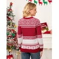 thumbnail image 4 of Oyang Family Christmas Sweater Crew Neck Reindeer Snowflakes Knitted Pullover for Women/Men/Kids, 4 of 8