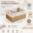 thumbnail image 3 of Small Woven Storage Basket with Liner, Rectangular Decorative Rattan Organizer Bin for Home Bathroom Bedroom Kitchen Office Sundries Cosmetics, M, 3 of 8