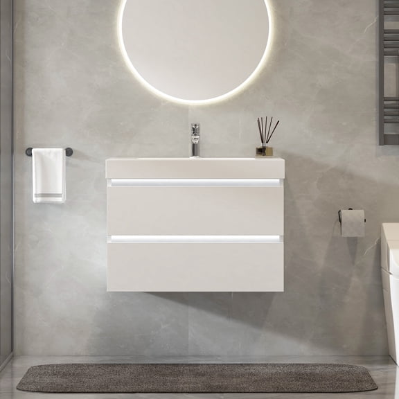Vanity Art VA6024WL LED Lighted Wall Hung 24 in. Single Sink Bathroom Vanity