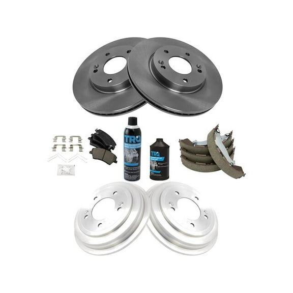 Front and Rear Brake Pad Rotor Shoe Drum Kit - Compatible with 2017 - 2019 Hyundai Elantra 2018