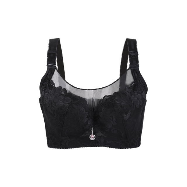 INSPIRE CHIC Women's Lace Front Full Coverage Push up Underwire Cami Bra Black 44 Fit 42C/D