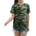 thumbnail image 2 of Langwyqu Short Sleeved Kids Camouflage Print Cross T-Shirt Children Girls Tops, 2 of 5