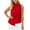 Red, variant on Women's Elegant Sleeveless Blouses Tie Back Pleated Dressy Work Tops Business Casual Outfits Ruffle Trim Mock Neck Sleeveless Summer Blouses Shirts Tank Tops