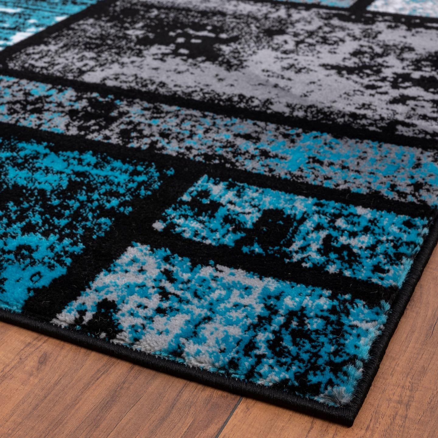 Luxe Weavers 1007 Turquoise Geometric Modern Area Rug 5x7