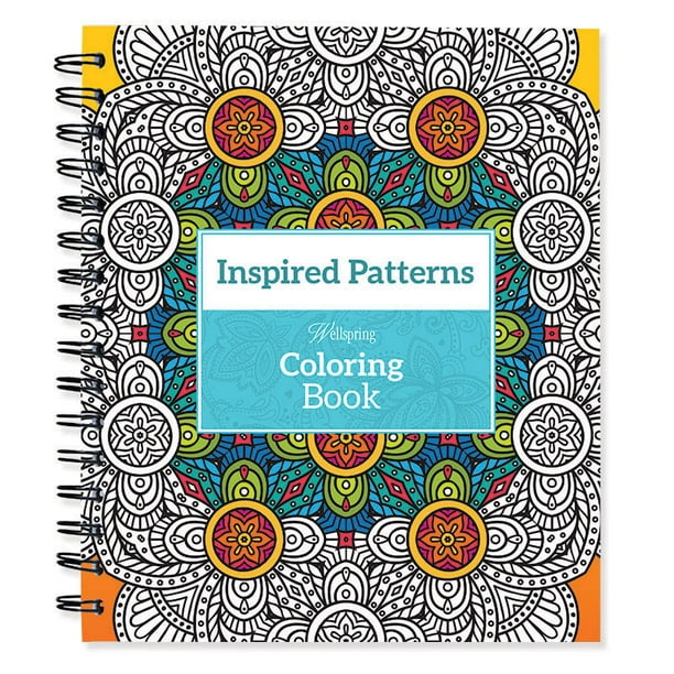 Spiral-Bound Coloring Book 9X8.5-Inspired Patterns 