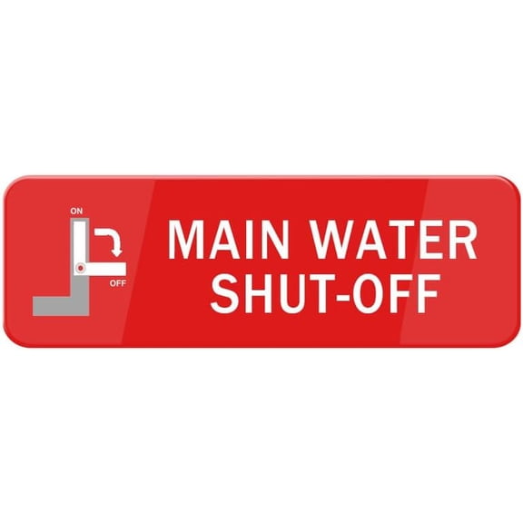 Main Water Shut-Off Sign,Acrylic Sign Safety Informative Sign With Symbols Great For Home Office Business (10X3")