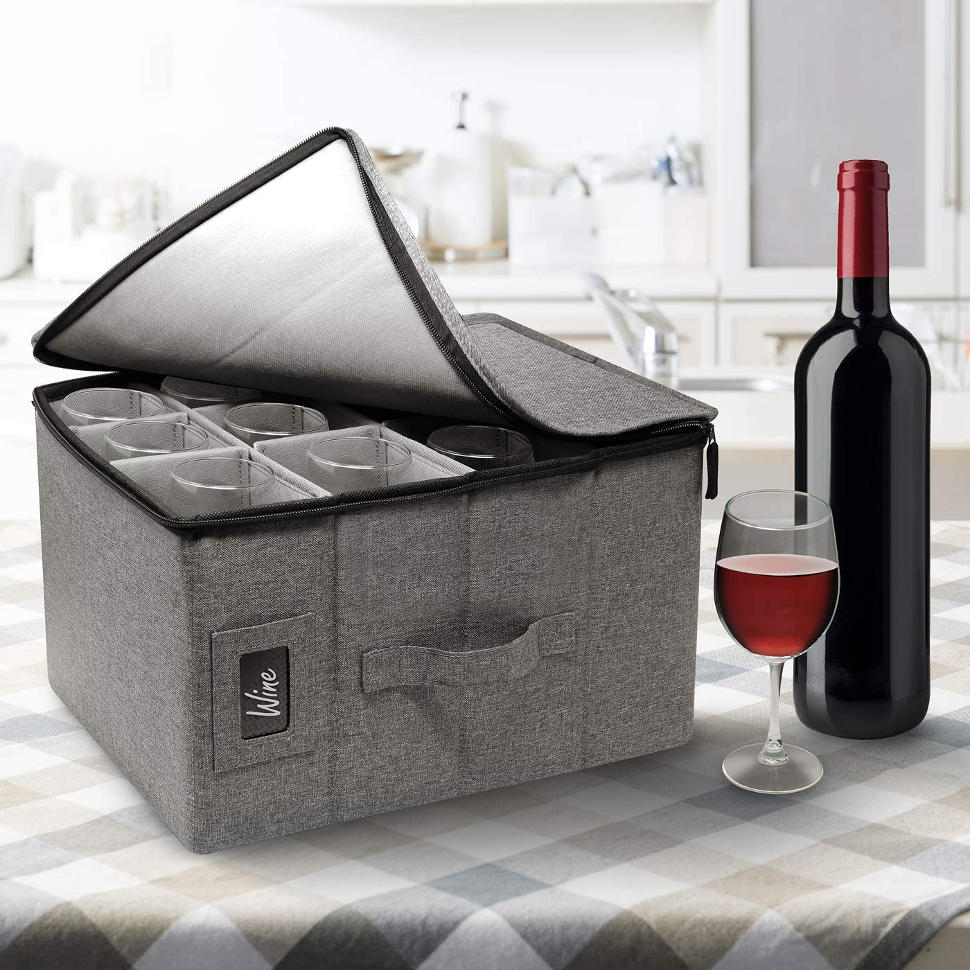 Sorbus Stemware Wine Glasses Storage Box - Gray - image 5 of 7