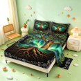 thumbnail image 2 of Homewish Vintage Tree Of Life Queen Sheets,Bohemian Damask Floral Queen Sheet Sets,Black Green,4pcs,1 Flat Sheet, 1 Fitted Sheet and 2 Pillowcases, 2 of 6