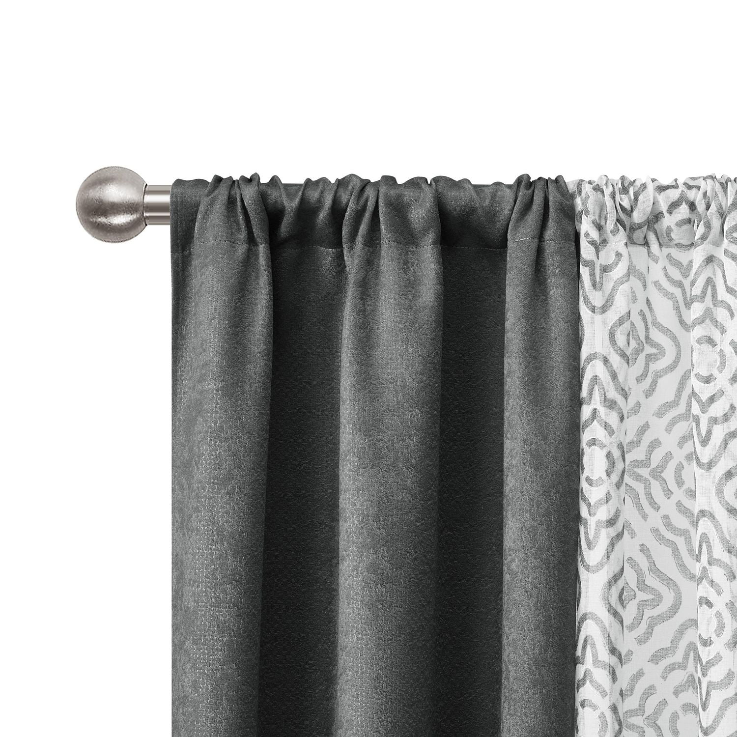 Mainstays Metallic Blackout Window Curtains Panel Set, Green Sage, 27.5" W x 84" L, Metallic Blackout Curtain Set