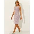 thumbnail image 4 of Unique Bargains Women's Summer Sleeveless Elegant Plaid Bodycon Dress XL Pink, 4 of 6