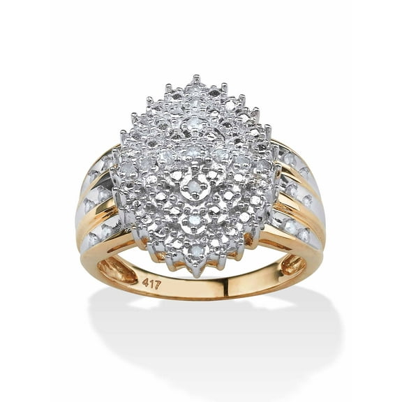 PalmBeach Jewelry 1/3 TCW Round White Diamond Marquise-Shaped Cluster Ring in Solid 10k Yellow Gold