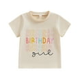 thumbnail image 1 of Gupgi T-Shirts d'Anniversaire pour Bébé Fille, Imprimé Lettre, Col Rond, Manches Courtes, Tops d'Été, 1 of 7