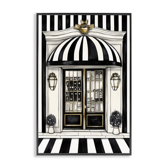 Stupell Industries Art Deco Paris Storefront Facade Black Framed Giclee Art, 12 x 18, by Petals Prints Design