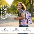 thumbnail image 2 of Kuiaobaty Cat Paw Print Kids Backpack Set of 3 Large Capacity Backpack and Lunch Box Set with Cup Holder Roomy Sturdy Bookbag with Pencil Case with Zipper for School Hiking, 2 of 7