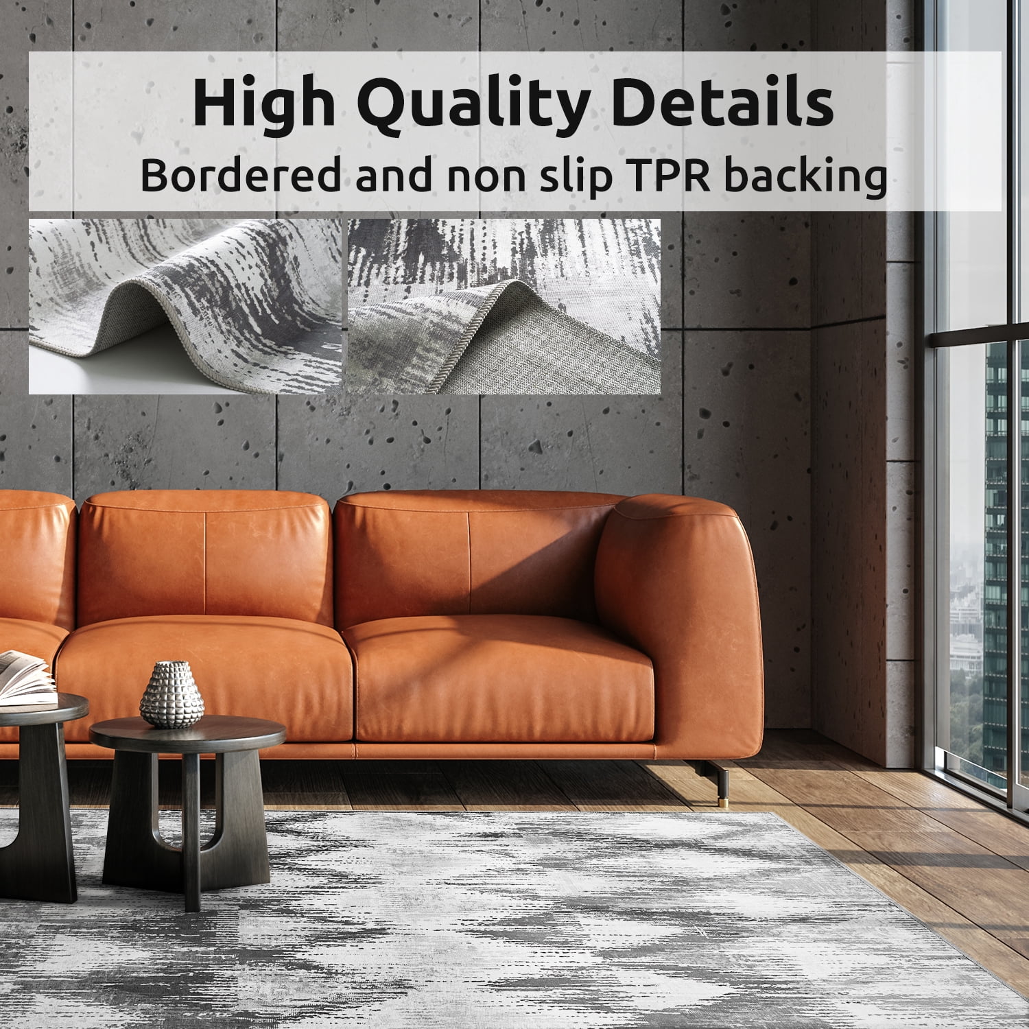 VUNATE Outdoor Rugs 5'x7' Modern Diagonal Patio Carpet Washable Area Rug for Living Room Indoor Outdoor Balcony Gray