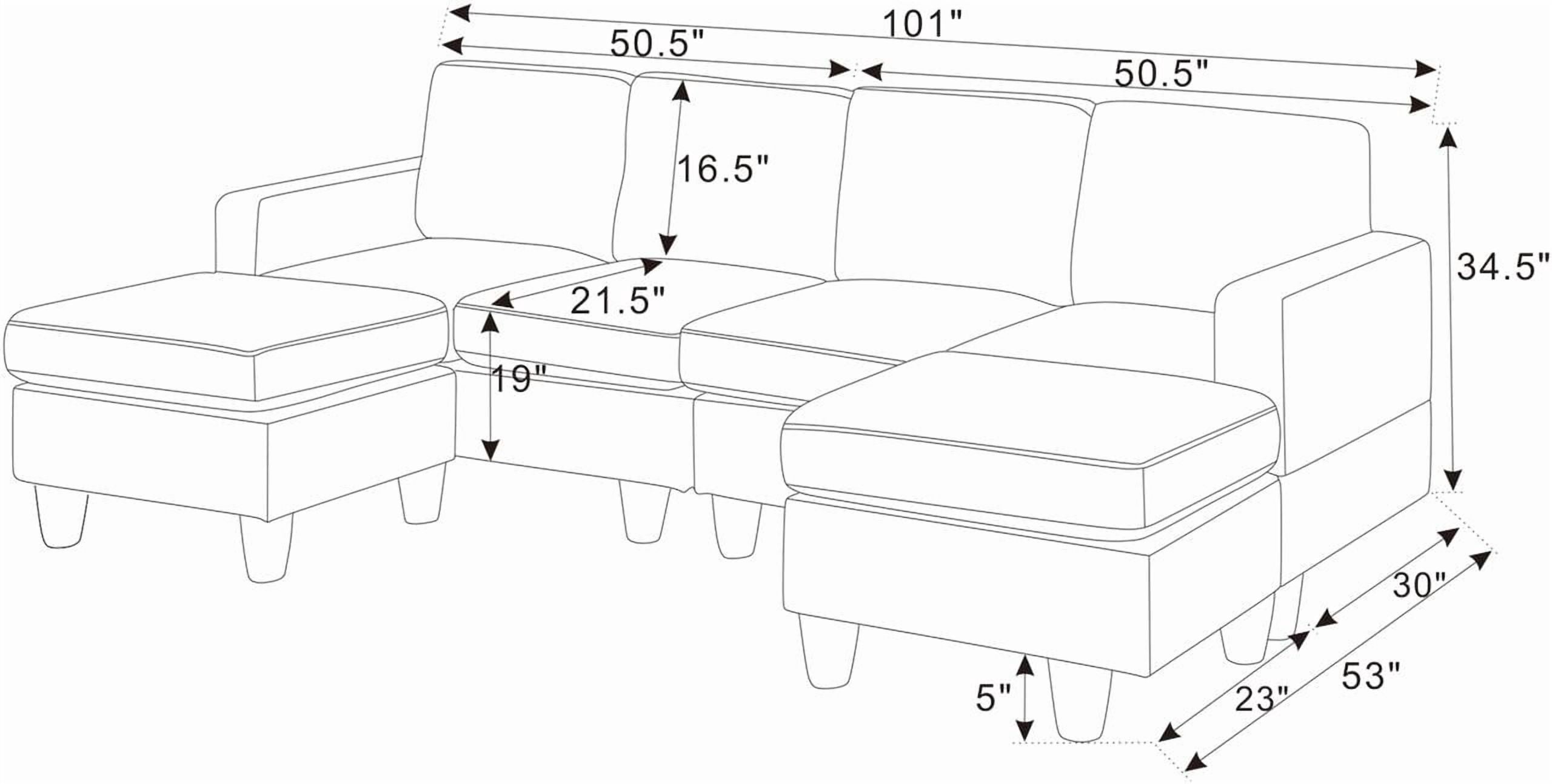 U Shaped Sectional Sofa,6-Seats Modular Corduroy Sofa Couch with Ottoman for Living Room,Green