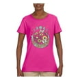 thumbnail image 2 of Wild Bobby I Only Told The Moon, Moon Phases Daisies and Butterflies Vintage Women Graphic Tee, Fuschia, Medium, 2 of 6