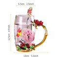 thumbnail image 4 of Taza de té DasyFly, cristal esmaltado con forma de mariposa, color rojo rosa, 350 ml, 4 of 7