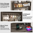 thumbnail image 3 of ChVans 55.1" H Farmhouse Coffee Bar Cabinet with Storage Hutch, Kitchen Wood Coffee Bar Station with Charging Station & 6 Hooks & Adjustable Shelf and Sliding Barn Door for Kitchen, Living Room, 3 of 8