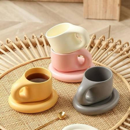 

YIRENWL h this sophisticated and modern coffee cup set. Made from high-quality ceramic these stunning cups are not only beautiful but also durable. The comfortable handles ensure a secur