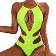 thumbnail image 1 of Gibobby Traje de baño sexy de una pieza Traje de baño Monokini de talle con control de barriga para mujer con corte cruzado en la parte delantera(Amarillo,XL), 1 of 5