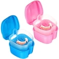 thumbnail image 1 of BRIGHTFUFU Rosenice 2pcs Case de dentaduras postables portátiles Contenedor de dentaduras postizas para el tamaño de la dentadizo para la dentadura postiza para la dentadura postiza, 1 of 1