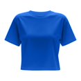 thumbnail image 6 of BODOAO Women's Crop Tee Shirts Crewneck Short Sleeve T-Shirts Pack Summer Casual Solid Slim Fit Active Workout Basic Plain Crop Tops Everyday Streetwear Apparel Blue L, 6 of 6