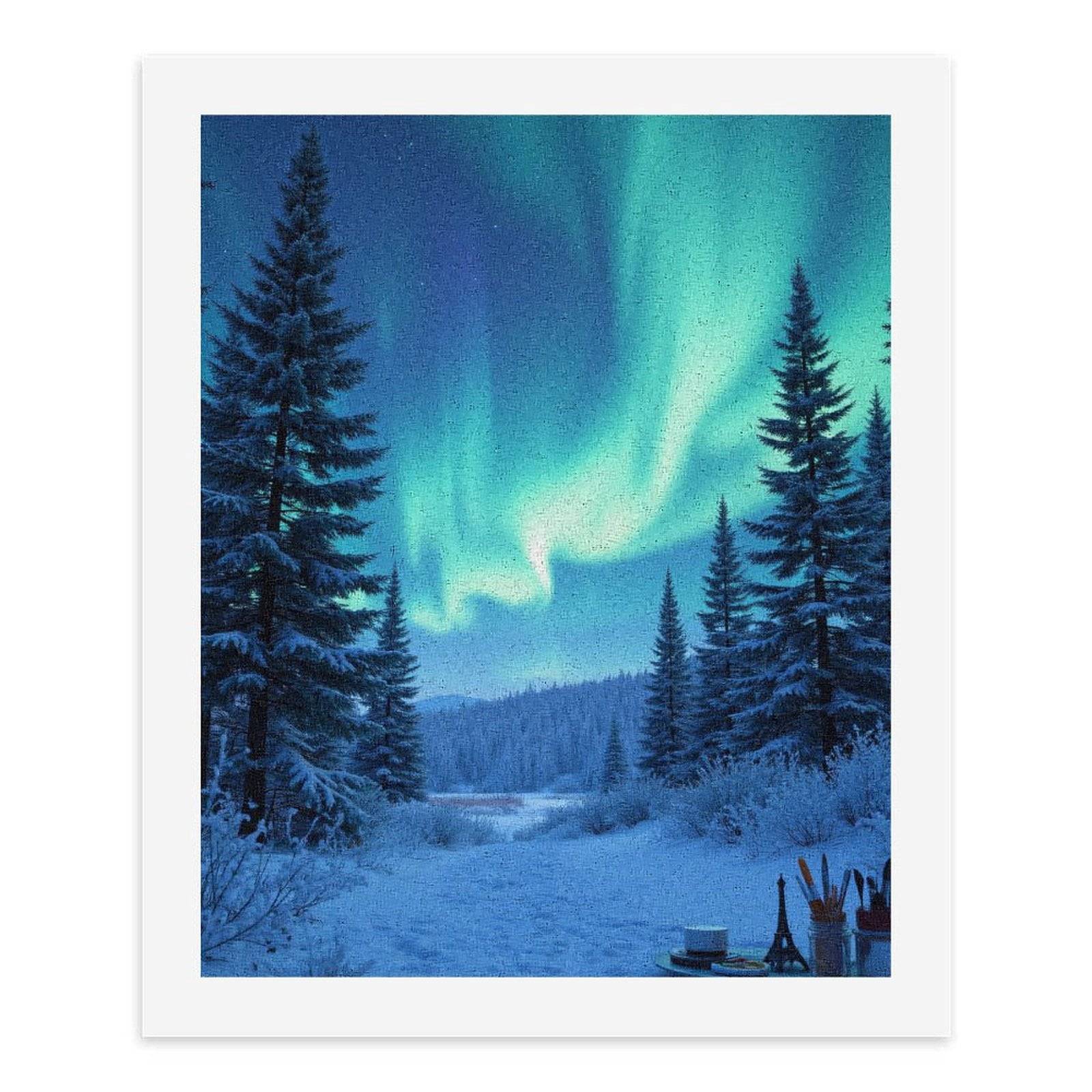 Paint By Numbers Kit for Adults Beginner - Northern Lights Winter Forest Scene DIY Canvas Painting Kits for Adults, Frameless Paint By Number for Adults for Home Wall Decor 16x20 Inch