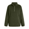 thumbnail image 4 of ylioge S-5X Plus Size Fleece Sweatshirts for Women with Zipper Collar Sherpa Shirts Solid Color Long Sleeve Thermal Pullover Athletic Sweatshirt Tops, 4 of 5
