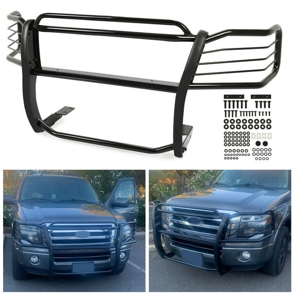 Kojem Front Bumper Brush Grill Guard Fit for 2003-2017 Ford Expedition Black Steel  Protector Grille,headlight guards
