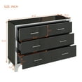 thumbnail image 3 of 3-Pieces Bedroom Dresser Night Stand Set, A 6-Drawer Cabinet & 2 Nightstand, Mirrored High Gloss Wood Storage Chest and Bedside End Table (Black), 3 of 8