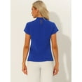 thumbnail image 3 of DARING DIVA Stand Collar Cap Sleeve Keyhole Back Blouse S Royal Blue, 3 of 6