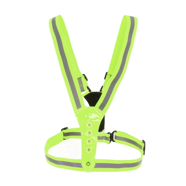 Gilet Réfléchissant LED Équipement de Course, Fermoir 3 Modes d'Éclairage Gilet Réfléchissant Bande Polyester Latex Soie POM PVC 360 Protection Réfléchissante pour Travail Extérieur Vert, Orange