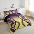 thumbnail image 3 of Feelyou Fashion Abstract Ombre Bedding Comforter Set, Yellow Purple Gradient Striped Twin Comforter Sets, Boho Modern Art Reversible Bedding Set, Lightweight Room Decor, 2pcs, 3 of 8