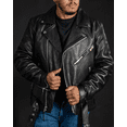thumbnail image 2 of First Mfg Co - SuperStar - Men's Motorcycle Biker Riding Black Leather Jacket - Extra Small - Action Back Belted Gussets Quilted Liner, 2 of 6