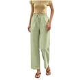thumbnail image 2 of MLCDZ Summer Women Cotton Linen Drawstring Pants Casual High Waist Comfy Lightweight Loose Gauze Pants with Pockets Beach Trousers, 2 of 7