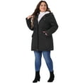 thumbnail image 3 of DARING DIVA Women's Plus Size Faux Fur Lined Long Anorak with Hood 1X Black, 3 of 6
